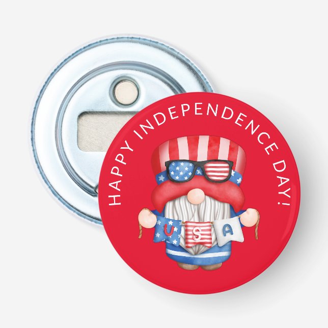 4. Juli Gnome Independence Day Flaschenöffner (Vorderseite)