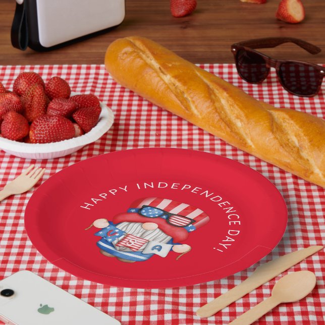 4. Juli Gnome Independence Day Party Pappteller (Picknick)