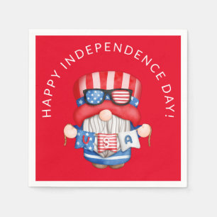 4. Juli Gnome Independence Day Party Serviette