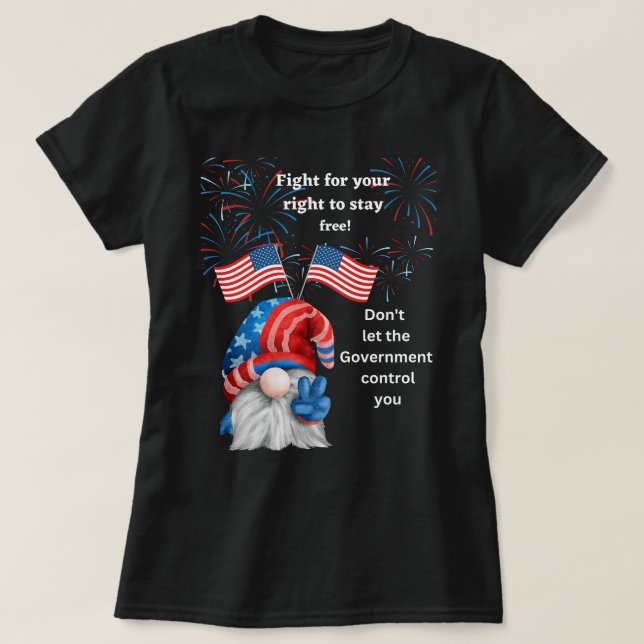 4. Juli Gnome mit USA Flag T - Shirt (Design vorne)