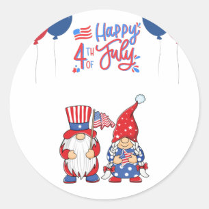 4. Juli gnomes T - Shirt Runder Aufkleber