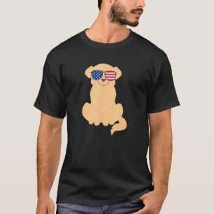 4. Juli Golden Retriever Dog Patriotic Usa Ame T-Shirt
