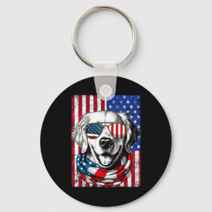 4. Juli Golden Retriever Hund American Flag USA Schlüsselanhänger