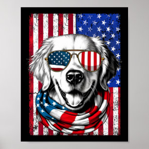4. Juli Golden Retriever Hund Amerikanische Flagge Poster