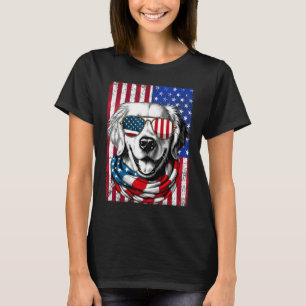 4. Juli Golden Retriever Hund Amerikanische Flagge T-Shirt