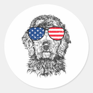 4. Juli Goldendoodle Doodle Hund Patriotisch Usa Runder Aufkleber