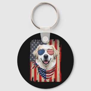 4. Juli Great Pyrenees Hund AAAmerican Flagge USA Schlüsselanhänger