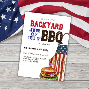 4. Juli GRILLEN Backyard Party Einladung