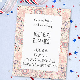 4. Juli GRILLEN des Firecrackers Independence Day Einladungspostkarte