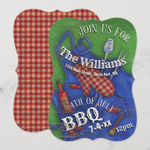 4. Juli-GRILLEN des roten Einladung