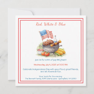 4. Juli GRILLEN Einladung - Patriotischer Hinterho
