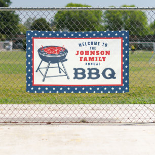 4. Juli GRILLEN Grill Personalisiert Family Wieder Banner