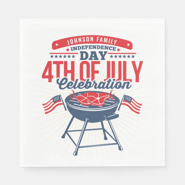 4. Juli GRILLEN Grill Personalisiert Family Wieder Serviette (Vorderseite)