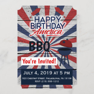 4. Juli GRILLEN Happy Birthday America Einladung