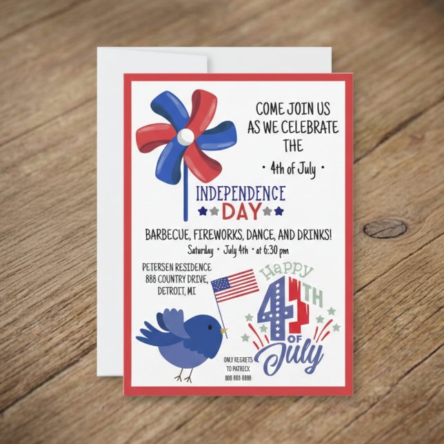 4. Juli GRILLEN kommen Sie der Party Einladung der (Patriotic Independence Day Celebration Invite)