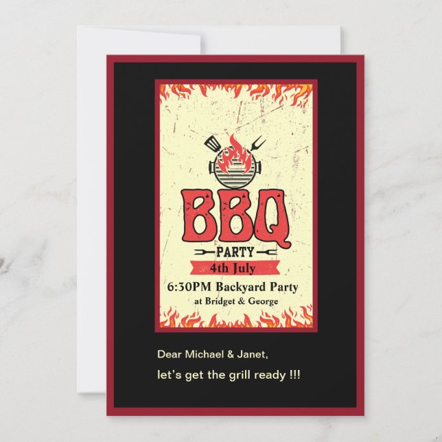 4. Juli Grillen Party Einladung (Vorderseite)