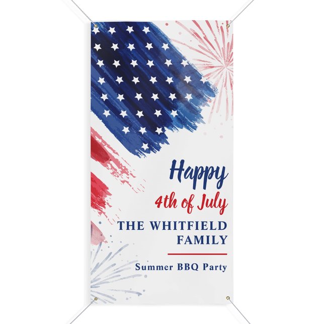 4. Juli GRILLEN Party Red White Blue Custom Banner (4th of July BBQ Party Red White Blue Custom Banner)