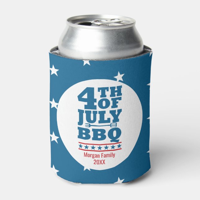 4. Juli GRILLEN Party Red White Star Personalisier Dosenkühler (Kanne Vorderseite)