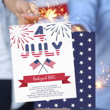 4. Juli Grillen patriotische Party Einladung