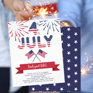 4. Juli Grillen patriotische Party Einladung Flyer