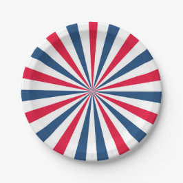 4. Juli GRILLEN Red White and Blue Burst Pappteller