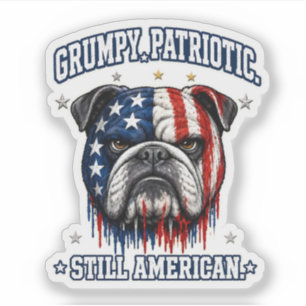 4. Juli Grumpy Patriotischer Bulldogge Aufkleber