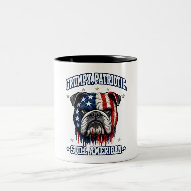 4. Juli Grumpy Patriotischer Bulldogge Kaffeetasse (Mittel)