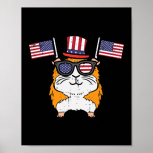 4. Juli Guinea Pig Us Flag Patriot Boys Girls Kind Poster