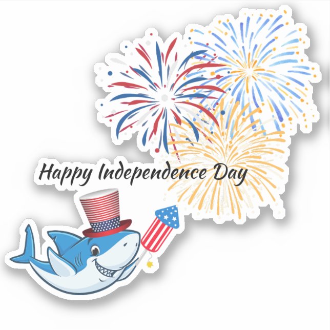 4. Juli Hai Feuerwerk Direktor Usa Flag Glas Aufkleber (Vorderseite)