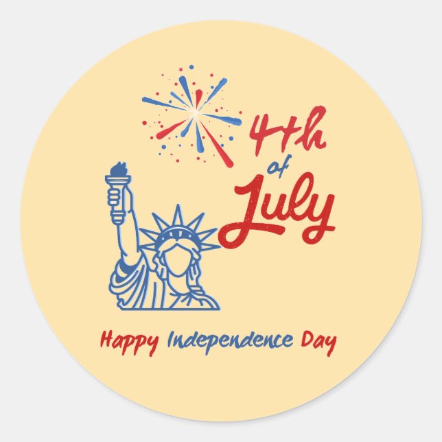 4. Juli-Happy Independence Day Round Sticker (Vorderseite)
