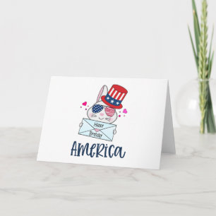 4. Juli-Hase mit USA-Flagge-Sonnenbrille-Karte Karte