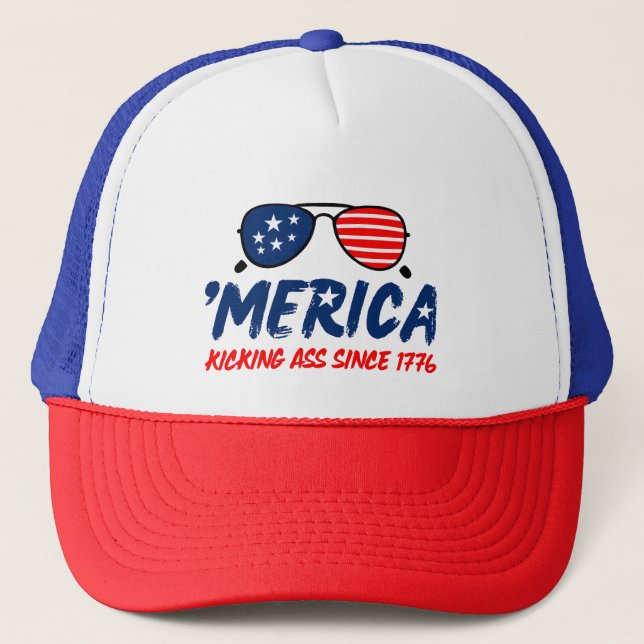 4. Juli Hat, USA Cap, amerikanische Flagge Truckerkappe (Vorderseite)