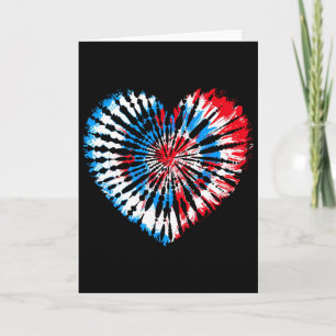 4. Juli Herz-Tie-Dye-Amerikanische-USA-Flagge-Jung Karte