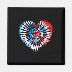 4. Juli Herz-Tie-Dye-Amerikanische-USA-Flagge Jung Magnet