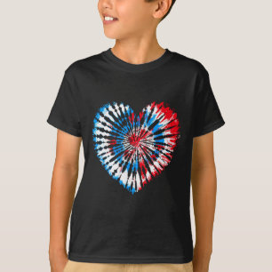 4. Juli Herz-Tie-Dye-Amerikanische-USA-Flagge-Jung T-Shirt