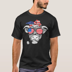 4. Juli: Highland Cow American Independence Day T-Shirt