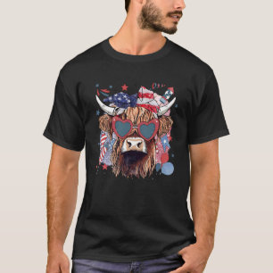 4. Juli Highland-Kuh Niedliche amerikanische Farm T-Shirt