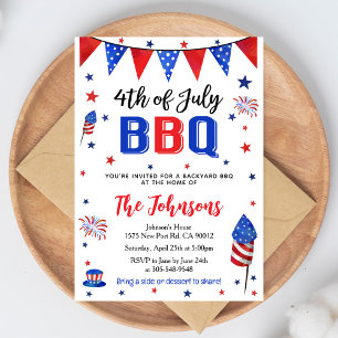 4. Juli Hinterhof BBQ-Einladung Einladung