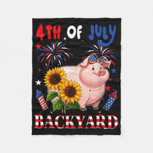 4. Juli Hinterhof-Schwein Fliege US-Flagge Farmer Fleecedecke