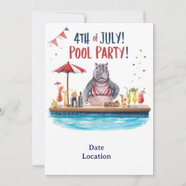 4. Juli Hippo Bikini Poolparty  Einladung