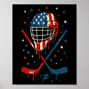 4. Juli Hockey Eiscreme-Tropfenhelm Sticks USA Poster
