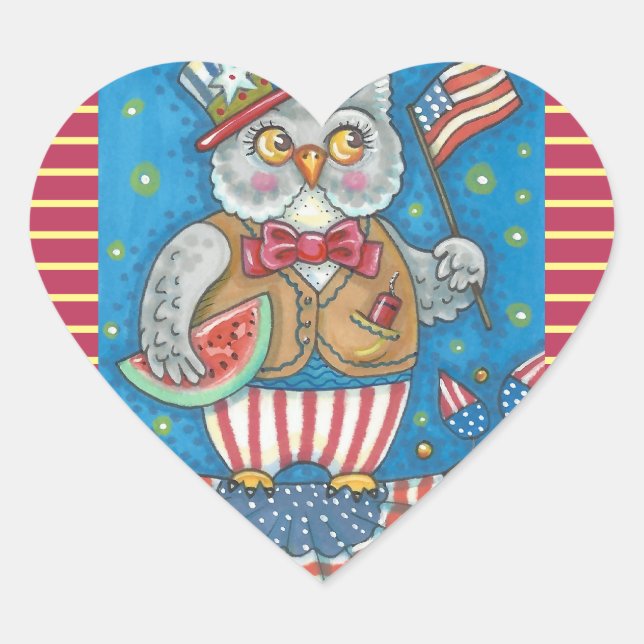 4. JULI HOOT OWL, BIRD STICKERS HERZ *Blatt (Vorderseite)