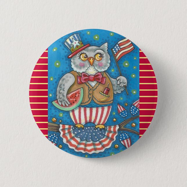 4. JULI-HOOT OWL, VOGELSCHALTFLÄCHE BUTTON (Vorderseite)
