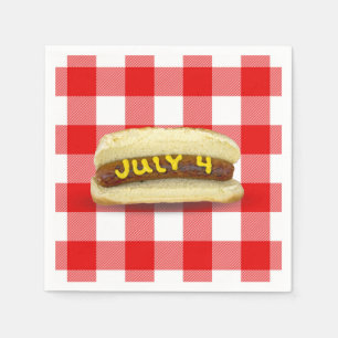 4. Juli Hot Dog auf Buffalo Kariert Serviette