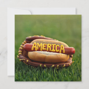 4. Juli Hot Dog im Baseball Handschuh Einladung