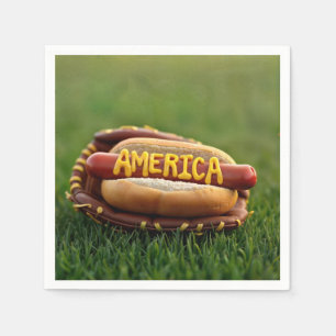 4. Juli Hot Dog im Baseball Handschuh Serviette