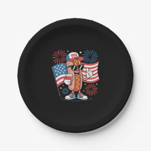 4. Juli Hotdog American Flag Patriotic Firewor Pappteller