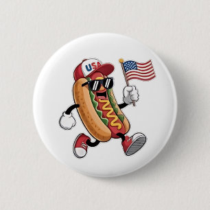 4. Juli Hotdog American Independence 1776 Button
