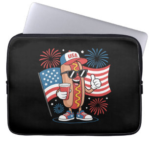 4. Juli Hotdog Amerikanische Flagge Patriotische F Laptopschutzhülle
