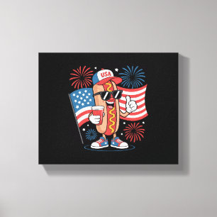 4. Juli Hotdog Amerikanische Flagge Patriotische F Leinwanddruck